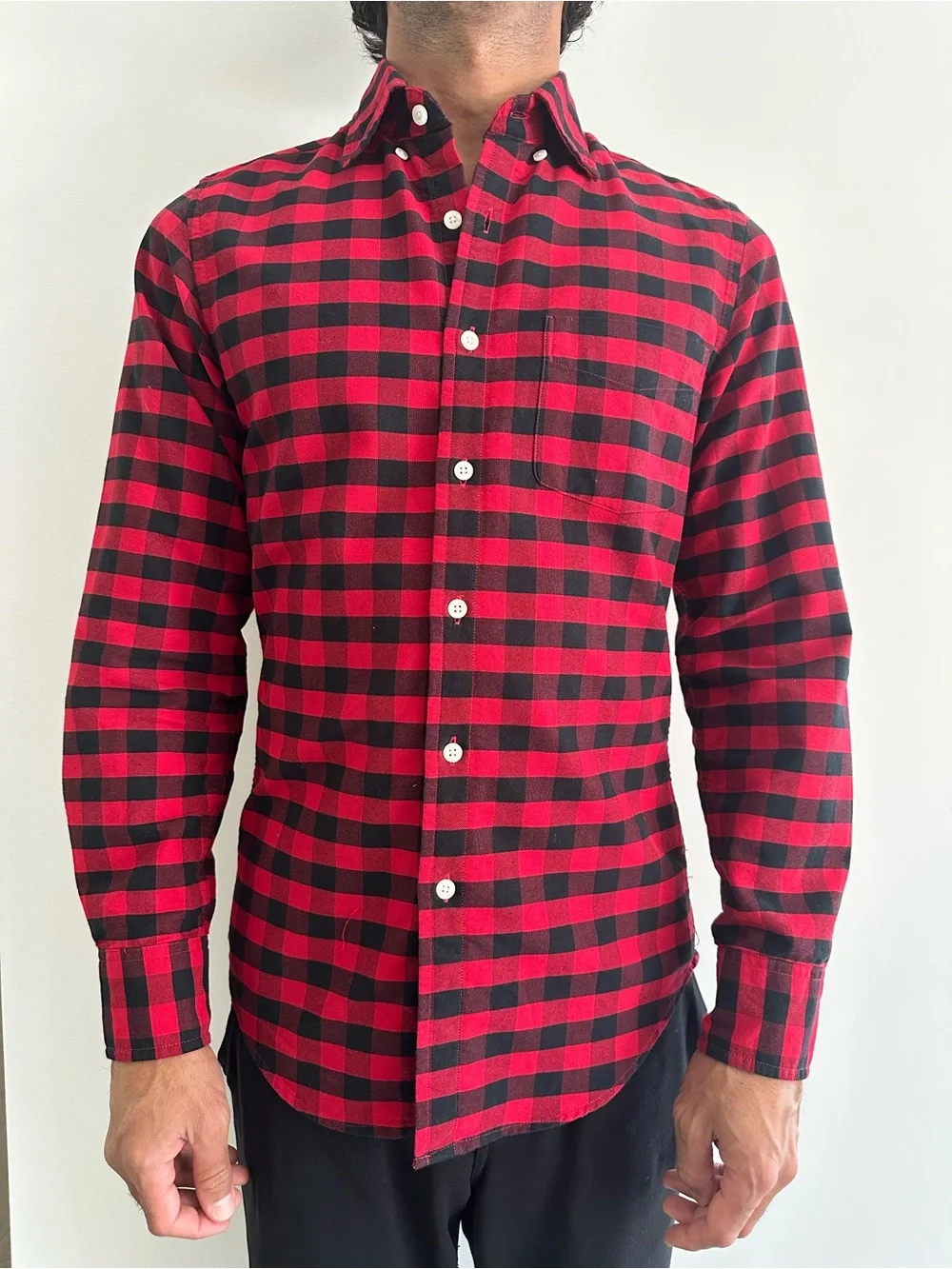 J. Crew Red and Black Buffalo Check Button-Down Shirt